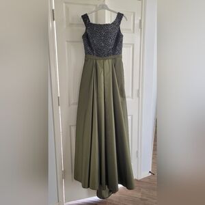 Elegant Black and Olive Green Gown